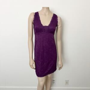 [Soma] Purple Lace Camisole Sleeveless Mini Slip Chemise Dress Size Large L
